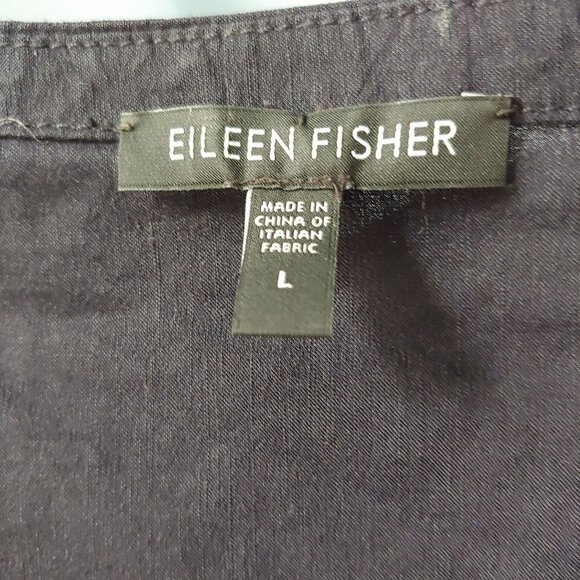 Eileen Fisher Black Linen Blend Shift Dress Lagom Cottage Lagonlook Stretch L - Picture 11 of 14
